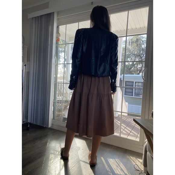 CHROME by Carrie Basham Womens Studded Black Leather Jacket Made In USA 8 - Picture 3 of 14